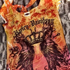 HARLEY DAVIDSON top, ties in back.